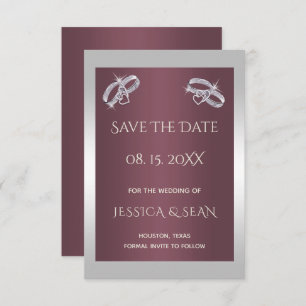 Save The Date Bagues en argent mousseux & Burgandy