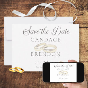 Save The Date Bagues Mariage or sur Mariage blanc