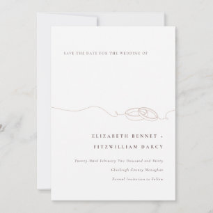 Save The Date Bagues Mariages simples minimales   Rose pâle