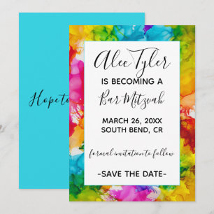 Save The Date Baguette BM Couleur du Bat mitzvah Enregistrer la