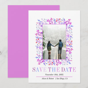 Save The Date Baies violettes et feuilles bordent le mariage d'h