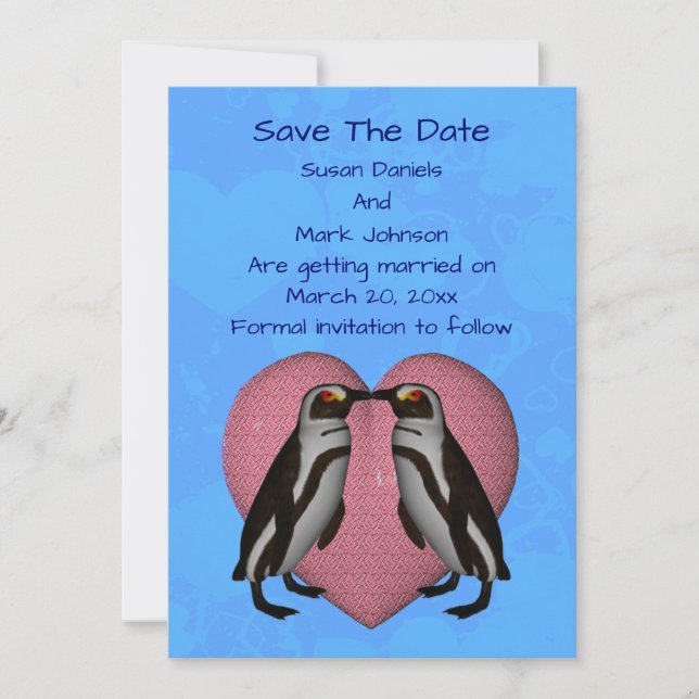 Save The Date Baiser des pingouins Mariage (Devant)