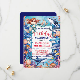 Save The Date Baleine blanche bleu mermaid baleine requin annive