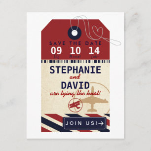 Save The Date Balise bagage Airmail Enregistrer la date Deutsch 