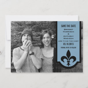 Save The Date Bannière Blue Fleur De Lis Enregistrer la date Inv