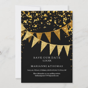 Save The Date Bannière moderne Pennant avec Parties scintillant 