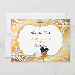Save The Date Baptême de bébé fille de groupe ethnique Sauvegard