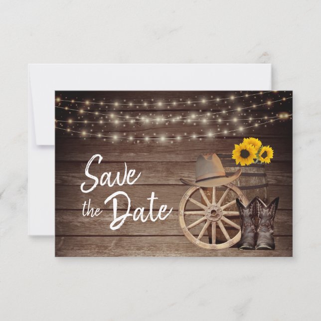 Save The Date Baril de bois de pays - Enregistrer la date (Devant)