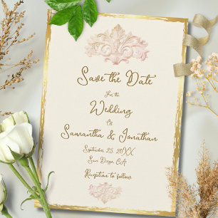 Save The Date Baroque Vintage Mexicain Mariage Rose Doré