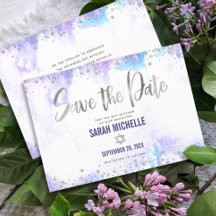 Bat mitzvah moderne Argent Script Purple Aquarelle