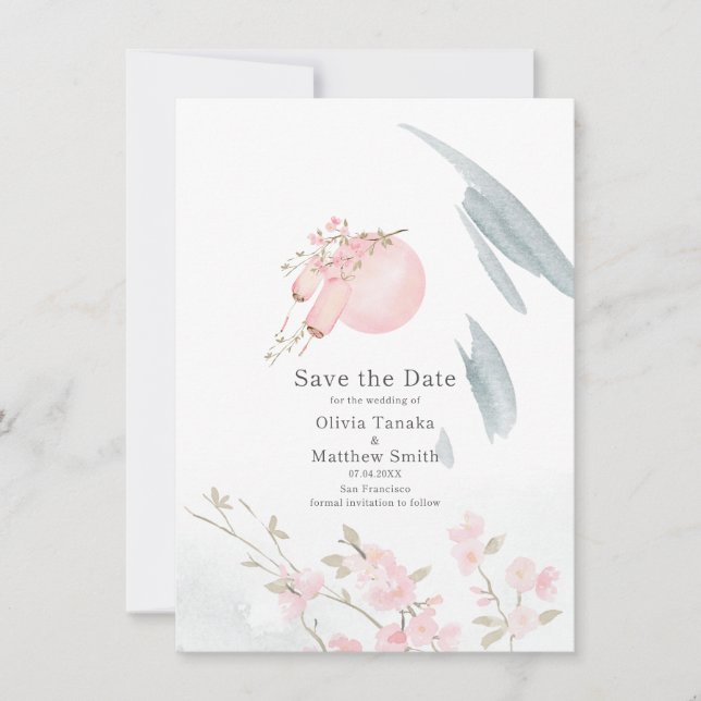 Save The Date Bateau japonais gracieux au clair de lune (Devant)