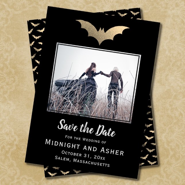 Save The Date Bats Mariage Halloween Enregistrer La Date (Créateur téléchargé)