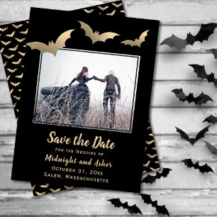 Save The Date Bats Photo Halloween Mariage Enregistrer La Date