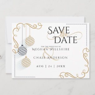Save the date   Baubles noirs et or modernes
