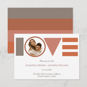 Save The Date Bauhaus Love Striped Photo Wedding Enregistrer la 