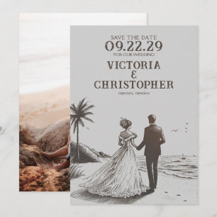 Save The Date Beach Couple Enregistrer la date