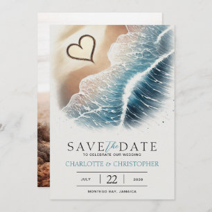 Save The Date Beach Heart