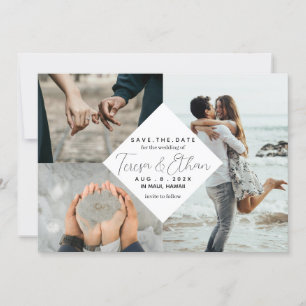 Save the Date Beach Inspired Photo Collage Wedding Invitation