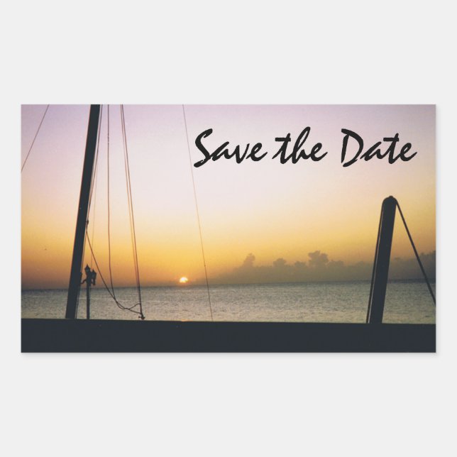Save the Date/Beach Island Wedding Sticker (Front)