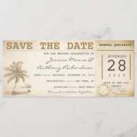 save the date beach palm tickets - invitations