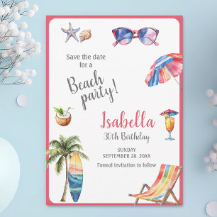 Save The Date Beach Party Tropical Summer Économisez La Date