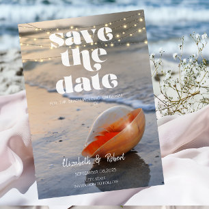 Save The Date Beach Seashell Éclairages À Chaînes Enregistrer La