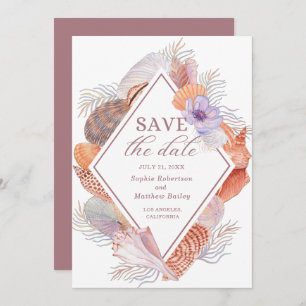 Save The Date Beach Seashells Aquarelle Côte Chic Mariage