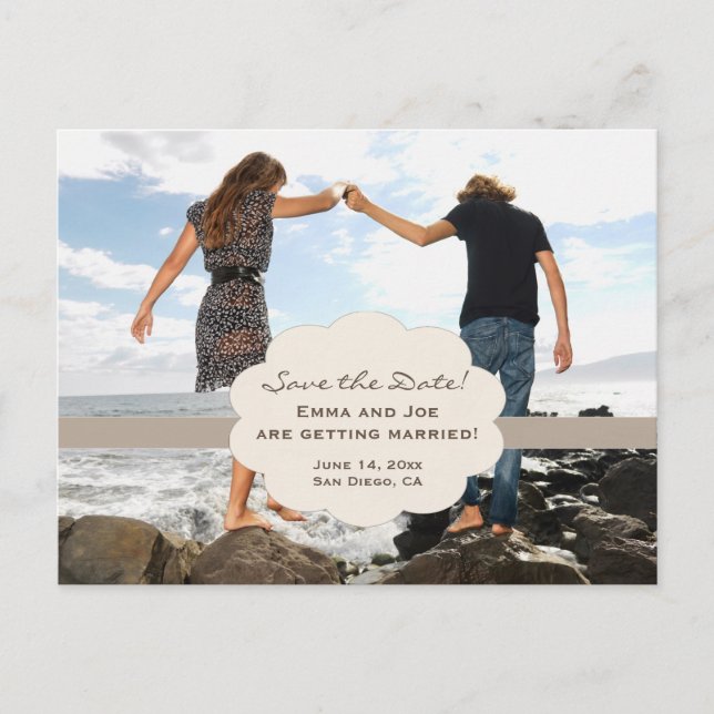 Save the Date beach style! Announcement Postcard (Front)