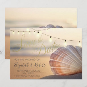 Save The Date Beach Sunset Seashell Enregistrer La Date