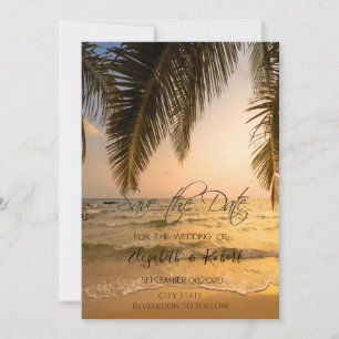 Save The Date Beach Wedding, Palm Sunset Enregistrer La Date