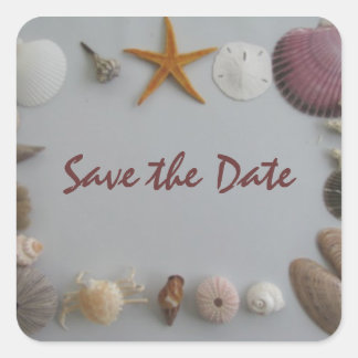 Save the Date/Beach Wedding Square Sticker