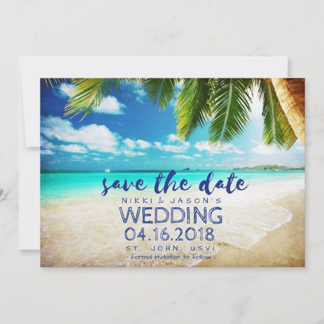 Save The Date Beach Wedding St. John, USVI Enregistrer la date (Devant)