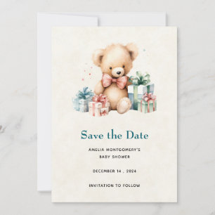 Save The Date Bear en peluche mignonne avec Baby shower présent