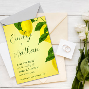 Save The Date Beau Citron mignonne Citrus jaune clair Mariage