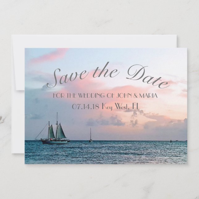Save The Date Beau coucher de soleil de plage Économisez la date (Devant)