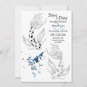 Save The Date Beau japonais Koi Mariage de natation