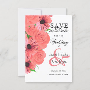 Save The Date Beau Rose de Corail & Daisy - Enregistrer La Date