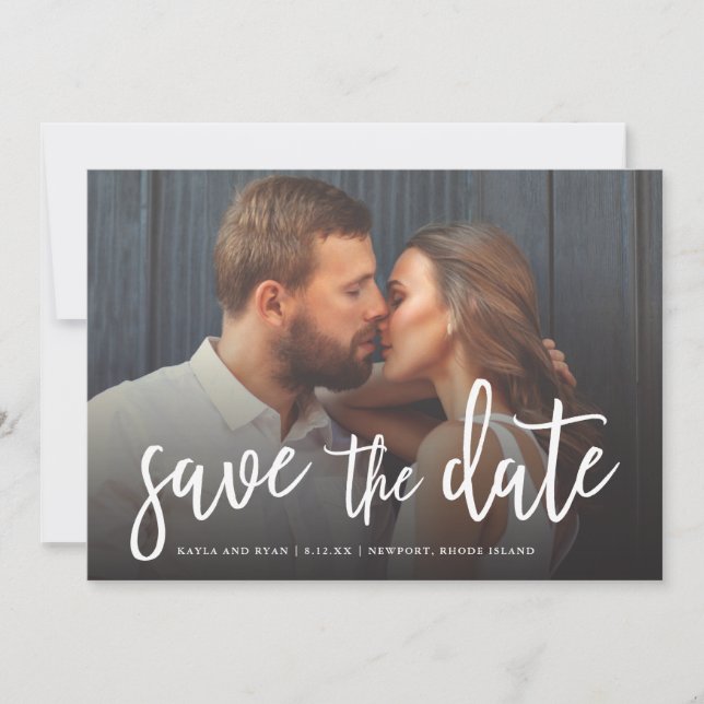 Save The Date Beau Script Plein Saignement Photo Enregistrer La  (Devant)
