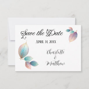 Save The Date Beauté Ethérée Soft Tone Whimsical Feuilles Pastel