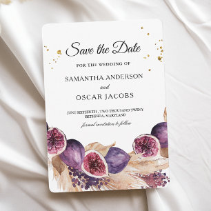 Save The Date Beauté moderne Figes violettes & Pampas & gouttes 