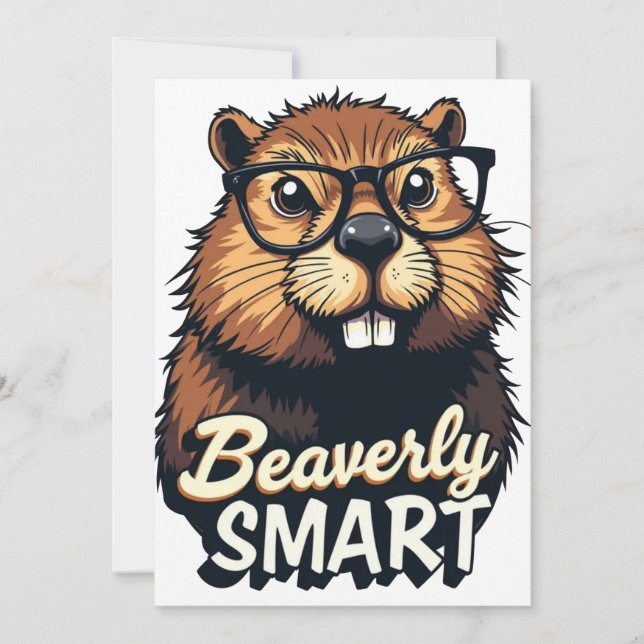 Save The Date Beaverly Smart - Drôle Castor avec lunettes Graphi (Devant)