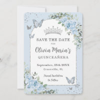 Bébé Bleu Floral Papillons Quinceañera Photo