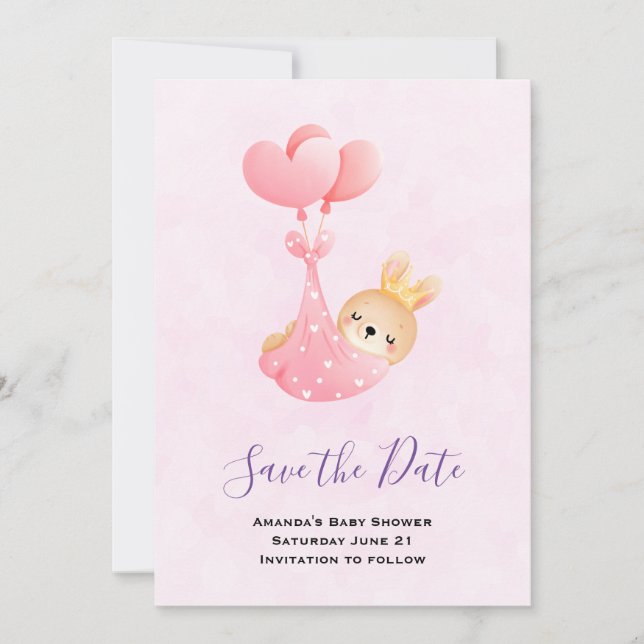 Save The Date Bébé mignon dans une couverture de coeur (Devant)