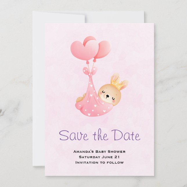 Save The Date Bébé mignon dans une couverture de coeur Enregistr (Devant)