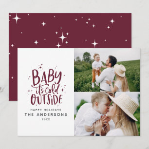 Save The Date Bébé son froid dehors typographie photo de Noël