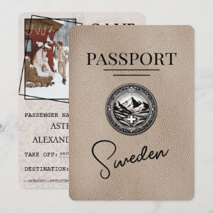 Save The Date Beige Suède Passeport Enregistrer La Date
