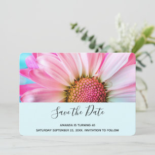 Save The Date Belle Fleur rose Gros plan Photo Anniversaire