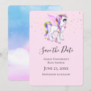 Save The Date Belle licorne avec douche Rainbow Mane