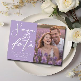Save The Date Belle Lilac Violet Couple Photo Printemps