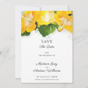 Save The Date Belle œuvre d'art de fleur d'hibiscus jaune